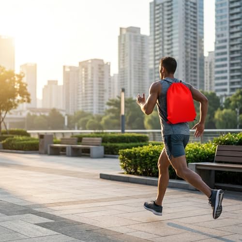 Drawstring Backpacks,10 Pack — Lightweight Drawstring Bags, Gym Sack for Sports, Daily Use & Travel (10, Red) - color: Red