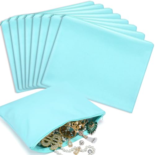 Sanwuta 8 Pcs Zippered Silver Storage Bags Anti Tarnish Silver Pouches Keeper Jewelry Storage Protector Bags(9 x 12 Inch,Lake Blue) - color: Lake Blue, size: 9 x 12 Inch