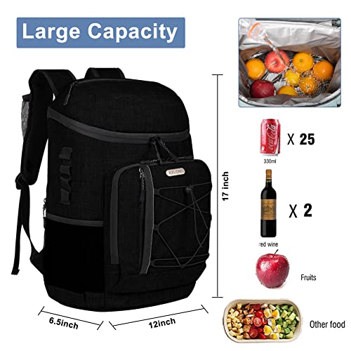 HXLGMD Backpack Coolers Insulated Leak Proof 30 Cans, Soft Sided Insulated Cooler Bags Ice Chest Backpack for Beach Travel Camping, with Reusable Ice Packs - color: Black