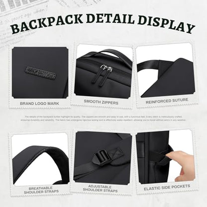 GOLF SUPAGS Imitation Leather Backpack for Women Men Multi-Functional Water-Resistant Casual Daypack for Work, Travel & College Fits 15.6 Inch Laptop (Black) - color: Black