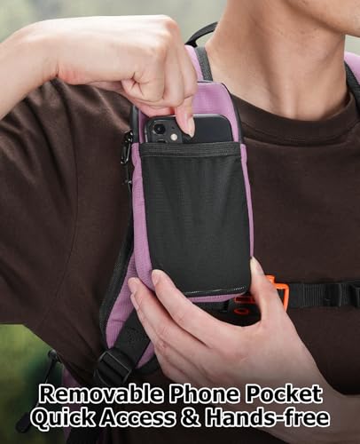 NOOLA Hydration Backpack with 3L Water Bladder - 25L Water Backpack for Hiking, Cycling, Running, Biking - Lightweight Hiking Pack Bag with Rain Cover, Phone Holder and Trekking Pole Holders, Purple - color: Purple, size: 25 Liters