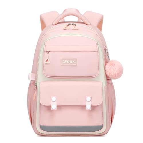 CYOQX School Backpack for Girls Cute Backpack Elementary Middle School High School Teenage Girls Schoolbag (Pink) - color: Pink