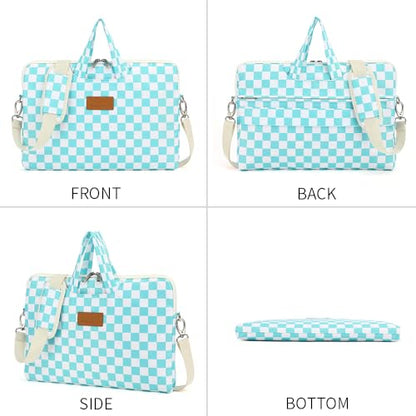 canvaslife Waterproof Pattern Resistant Laptop Shoulder Messenger Bag for Pro 16 inch and 15.6 inch-16 inch Laptop (Ice blue Checker) - color: Ice Blue Checker