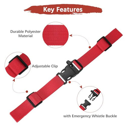 Backpack Chest Strap Adjustable Sternum Straps with Emergency Whistle Buckle Use for Backpack Replacement - color: Red
