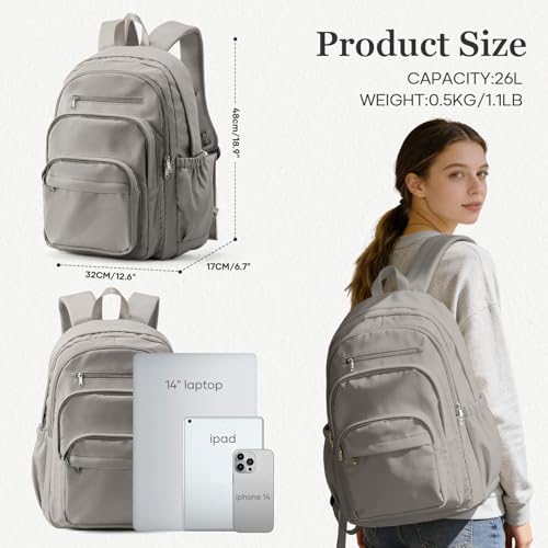College Backpack For Women Men,Lightweight High School Bag,School Backpack With Lots Of Pockets,Cute Bookbag For Teens Boys Girls,Casual Daypack Backpack For School(Gray Brown) - color: A3-gray Brown