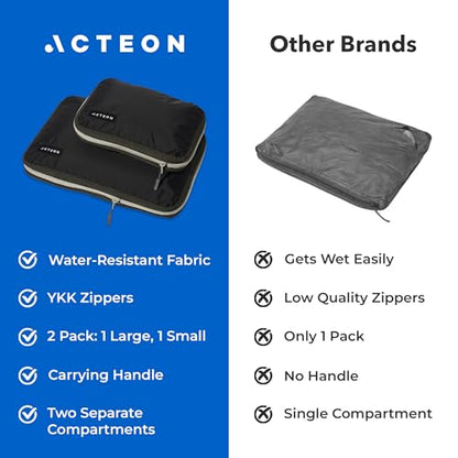 Acteon Compression Packing Cubes - 2 Pack Clean Dirty Separate Zipper - Lightweight Travel Packing Cubes for Luggage - Suitcase Organizer Travel Cubes - Large Small Laundry for Clothes Shoes Makeup - color: Abyss