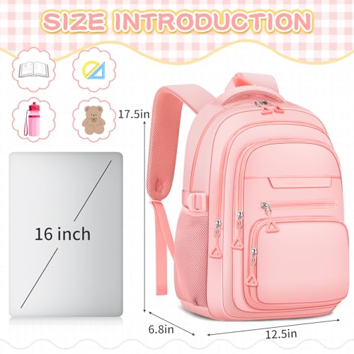 PRAGARI Cute Backpack for School Girls Aesthetic Backpack Women College Bookbag Large Students Laptop Bag Travel Casual Daypack - color: Pink