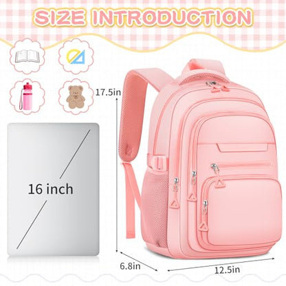 PRAGARI Cute Backpack for School Girls Aesthetic Backpack Women College Bookbag Large Students Laptop Bag Travel Casual Daypack - color: Pink