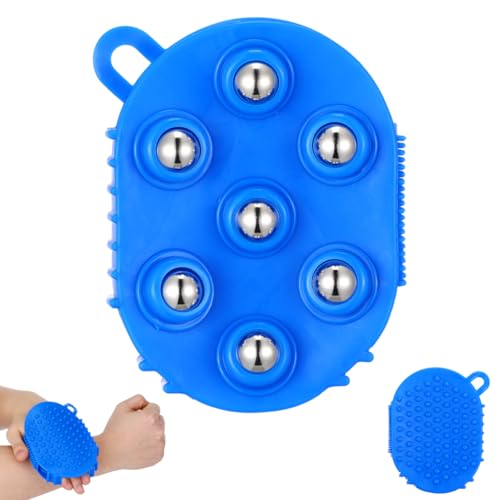 2Pcs Palm Shaped Massage Gloves with 7 Roller Balls Handheld Body Massager for Muscle Pain Relief Cellulite Massage and Drainage PVC Body Brush for Back Neck Shoulder Leg