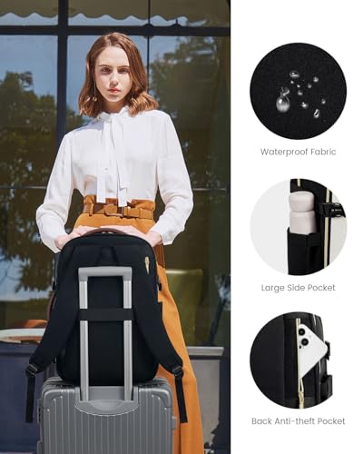 LOVEVOOK Travel Backpack For Women, 40L Carry On Backpack Flight Approved, TSA Personal Item Backpack Travel Bag Fit 17 Inch Laptop, Business Weekender Overnight Waterproof Daypack with 2 Cubes - color: Navy-light Blue-black, size: 40l-17.3 Inch-3pcs