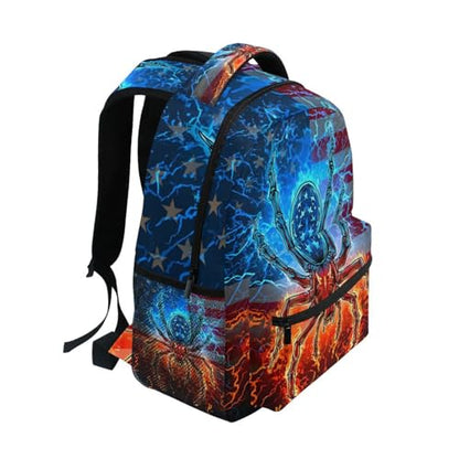 susiyo Red and Blue Lightning Spider School Backpack Bookbag Lightweight College Back Pack Travel Camping Casual Daypack for Teens Girls Boys Women Men - color: Red and Blue Lightning Spider