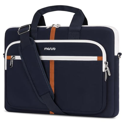 MOSISO Laptop Shoulder Bag Carrying Case, 15-16 inch Computer Bag Compatible with MacBook Pro 16 inch/Air 15 inch, HP Dell Lenovo Acer Asus Notebook, Messenger Bag with Trolley Sleeve & Pockets,Blue