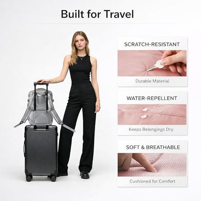 Travel Backpack, Expandable Large Capacity Business Work, Water Repellent Carry On Daypack with USB Charging Port, Fit 17 Inch Laptop, Bag for Men and Women, Pink - color: Pink