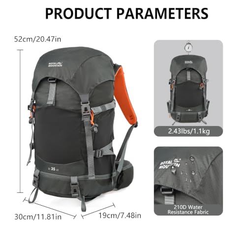 35L Hiking Backpack for Women men,Waterproof Camping Outdoor Backpacking Backpack for Travel lightweight Hiking Trekking Daypack - color: Gray