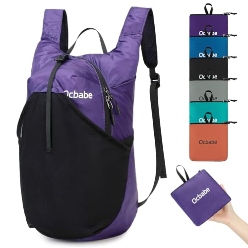 Ultra Lightweight Foldable Backpack,Water Resistant Small Packable Hiking Daypack Outdoor Camping Travel Bag - color: Purple, size: 15l