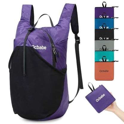 Ultra Lightweight Foldable Backpack,Water Resistant Small Packable Hiking Daypack Outdoor Camping Travel Bag - color: Purple, size: 15l