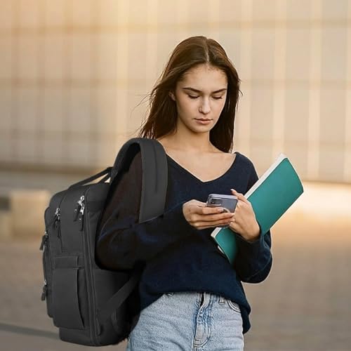 Mancro Travel Backpack for Women with TSA Laptop Compartment, 15.6 Inch Laptop Backpack with Dry-Wet Pocket, Fashion Casual Travel Computer Backpack for Women, Black - color: Black