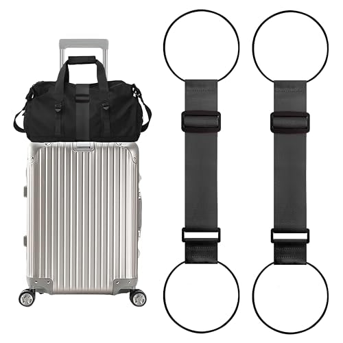 2 Pack Adjustable Luggage Straps for Add a Bag, Bungees Elastic Belt to Connect Suitcases, Luggage Connector Straps for Travel Essentials, Luggage Accessories Fastening Bag Strap - Black - color: Black, size: 2Pack