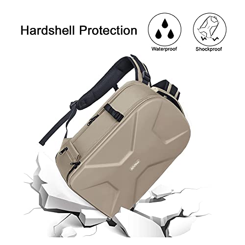 MOSISO Camera Backpack, DSLR/SLR/Mirrorless Photography Camera Bag 15-16 inch Waterproof Hardshell Case with Tripod Holder&Laptop Compartment Compatible with Canon/Nikon/Sony, Camel - color: Camel