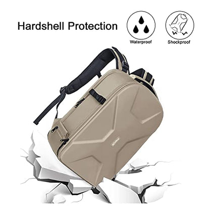 MOSISO Camera Backpack, DSLR/SLR/Mirrorless Photography Camera Bag 15-16 inch Waterproof Hardshell Case with Tripod Holder&Laptop Compartment Compatible with Canon/Nikon/Sony, Camel - color: Camel