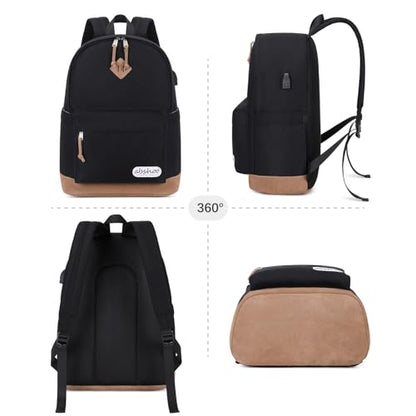 abshoo Classical School Backpack For Middle High School Water Resistant Bookbag College Travel Daypack (Black) - color: Black