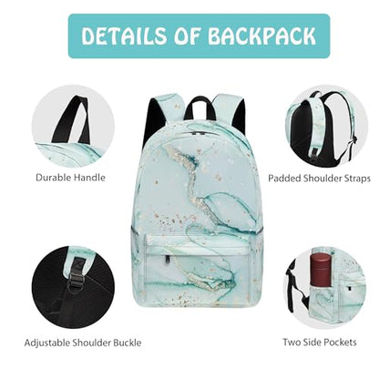 Marble 3PCS Backpack for Boys Girls, Kids Back to School Backpack Set with Lunch Box Pencil Case, 17 Inch Lightweight Bookpack 3 in 1 Set for Teens Elementary Middle High School Students - color: Marble3