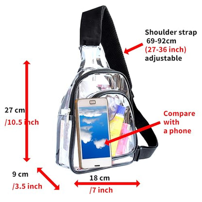 Small Clear Purses for Women Men, Clear Sling Bag for Stadium Events and Concerts, Crossbody Shoulder Backpack