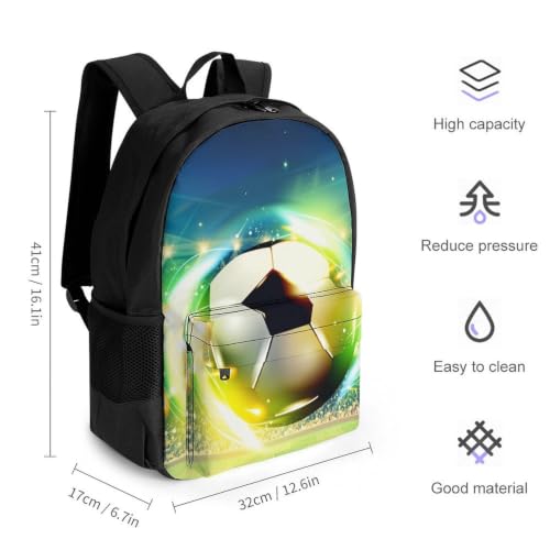 Football Green Backpack, Durable Polyester Daypack with Laptop Compartment, Reinforced Bottom, Adjustable Shoulder Straps And Multi Pockets for Travel And Daily Use - color: Football Green