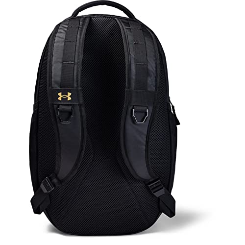 Under Armour Unisex Hustle 5.0 Backpack - color: (004) Black / Black Medium Heather / Metallic Gold Luster