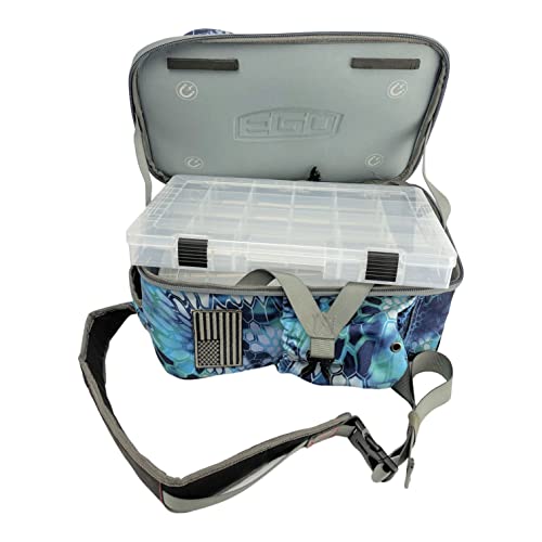 Ego Kryptek Tactical Fishing Sling Pack with 3 Tackle Trays, Camo | 1000D Nylon, Rod Holder, Molle Loops, Water Resistant Storage, Bottle Holder - color: Pontus, size: Sling Bag - Regular