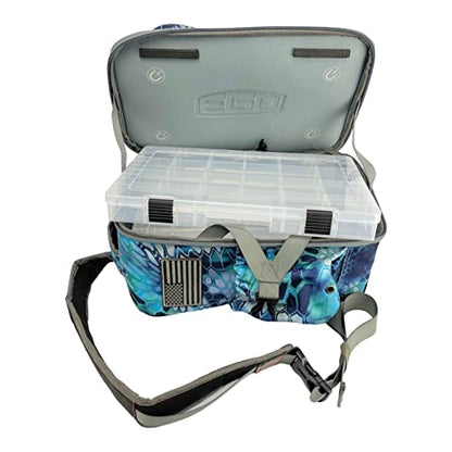 Ego Kryptek Tactical Fishing Sling Pack with 3 Tackle Trays, Camo | 1000D Nylon, Rod Holder, Molle Loops, Water Resistant Storage, Bottle Holder - color: Pontus, size: Sling Bag - Regular