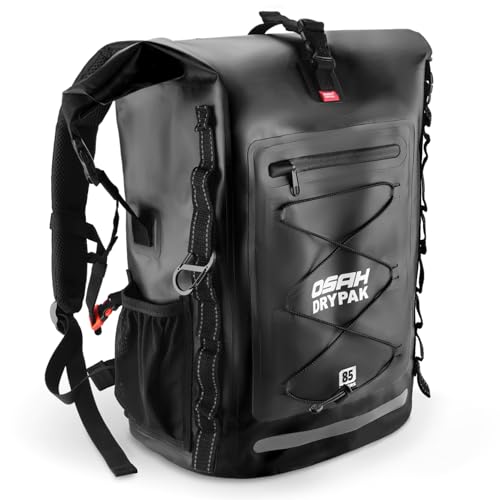 OSAH DRYPAK Waterproof Backpack Dry Bag 35L/55L/85L– Heavy Duty Roll-Top Hiking Backpack for Travel, Kayaking, Boating, Camping, Rafting and Fishing - color: Black, size: 85L