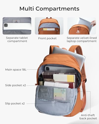 Travel Backpack for Women & Men, Water Resistant 15.6 Inch Laptop Backpack, Lightweight School Bag, Casual Daypack for Commute, College, Travel & Daily Use (Caramel) - color: Caramel