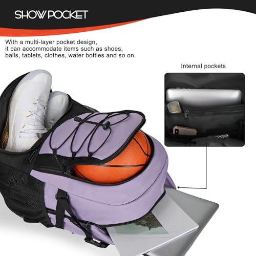 Goloni 40L Basketball Bag,Large Basketball Backpack with Ball Compartment & Shoe Compartment,Backpack for Soccer,Volleyball - color: Purple