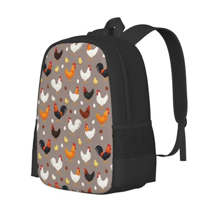 Ergonomic Padded Backpack Farm Rooster, Anti Theft Spacious Travel Daypack Sturdy Polyester Bag for Commute Gym Outdoor Leisure Use - color: Design (665)