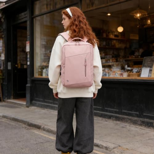 BESMART Laptop Backpack for Travel Water Resistant, Slim College Backpack for Men/Women, 15.6" Laptop Business Backpack with USB Charging Port(Pink) - color: Pink