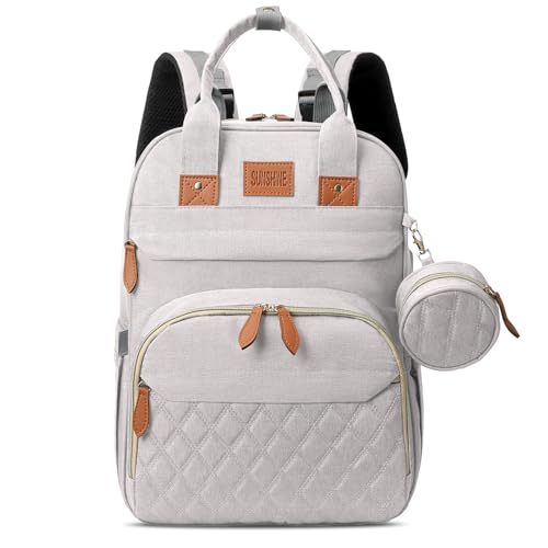 JSTPRO Diaper Bag Backpack, Large Diaper Bag with Changing Station, New Mom Gifts, Lightweight Waterproof Unisex Diaper Bag with Insulated Pockets and USB Charging Port, Beige - color: Beige