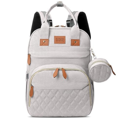 JSTPRO Diaper Bag Backpack, Large Diaper Bag with Changing Station, New Mom Gifts, Lightweight Waterproof Unisex Diaper Bag with Insulated Pockets and USB Charging Port, Beige - color: Beige