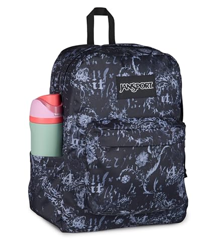 JanSport SuperBreak Plus Backpack with Padded 15-inch Laptop Sleeve and Integrated Bottle Pocket - Spacious and Durable Daypack for Work and Travel, Afflicted Black/Charcoal/Dk Grey - color: Afflicted Black/Charcoal/Dk Grey