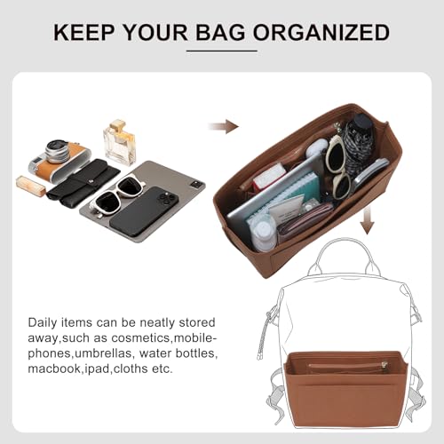 Purse Organizer Insert Compatible with Longchamp Le Pliage Energy L Backpack, Brown/LB - color: Gold Brown, size: L Backpack