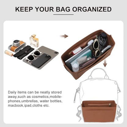 Purse Organizer Insert Compatible with Longchamp Le Pliage Energy L Backpack, Brown/LB - color: Gold Brown, size: L Backpack