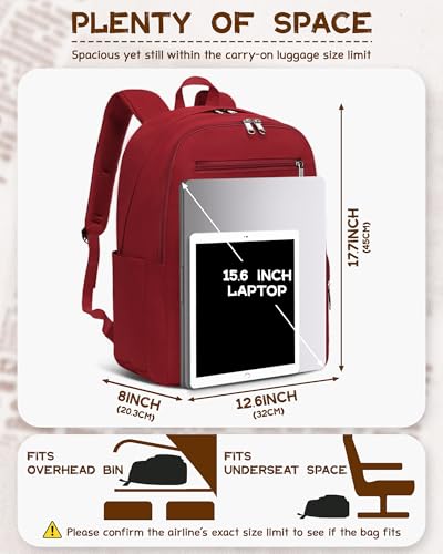 Backpack for Middle High School Teen Boys Girls Large College Bookbag with Laptop Compartment Back to School Book Bags Mochilas Escolares para Niños Niñas Adolescentes (Dark Red, Solid) - color: Dark Red