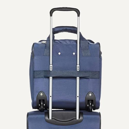 Amazon Basics Underseat Carry-On Luggage with Wheels and Handle, 14" Rolling Travel Bag, Fits Overhead Bins, Organized Compartments, Navy - color: Navy