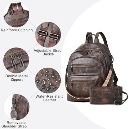 LATMAP Backpack Purse for Women Laptop Backpack, Leather Travel Back Pack Shoulder Bag Teacher College Daypack Work Handbag fits 14" Laptop, Coffee - color: Style1-coffee