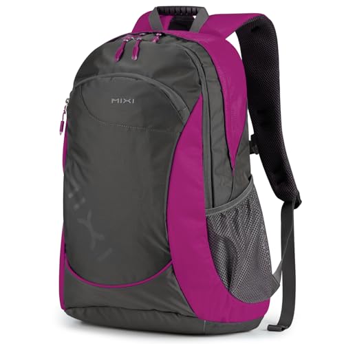 mixi 45L Ultra Lightweight Waterproof Travel Backpack, 21 inch Casual Daypack for Men Women, Durable Spacious Bag for Travel, Sports, Camping, Hiking & College, Rose Red - color: Rose Red, size: 21 Inch