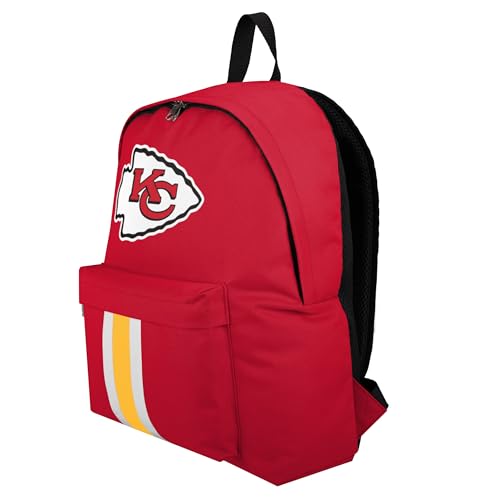 FOCO NFL Officially Licensed Team Color Primary Logo Solid Stripe Football School Bag Travel Backpack - Kansas City Chiefs - Red - color: Kansas City Chiefs