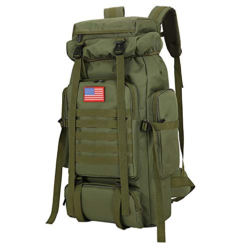 70l Hiking Backpack for Men Waterproof Military Camping Rucksack Travel Daypack - color: Armygreen