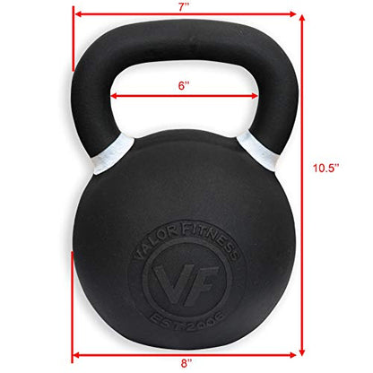 Valor Fitness Premium Kettlebell – Powder Coated Cast Iron for Durability – Enhanced Grip Strength – Weightlifting Core Training Home Gym Workout Equipment - 88 lb