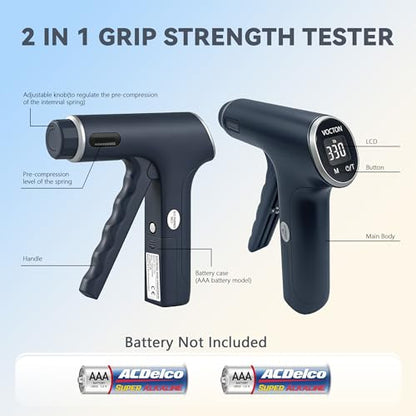 330lbs/150KG Handful Grip Strength Tester, Electronic Hand Dynamometer & Exerciser with Adjustable Resistance Trainer, LCD Screen, Ergonomic Handle for Home and Gym Use(Battery Not Included)