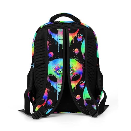 Waterproof Hiking Backpack Alien Trippy Painting Art, Anti Theft Travel Laptop Rucksack with Multi Compartments for Men Women Outdoor Sports - color: Pattern (256)